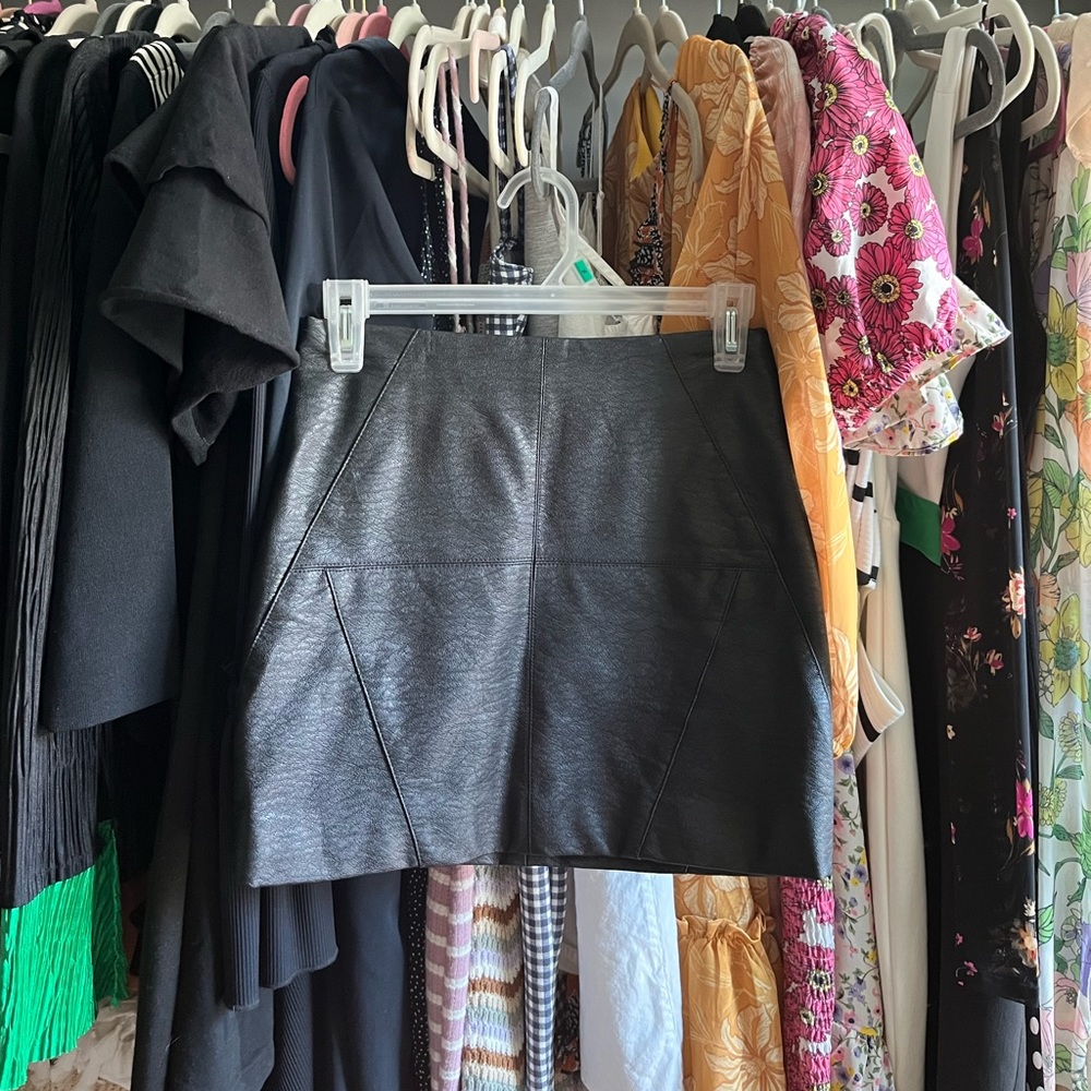 H&M Black Leather Mini Skirt
